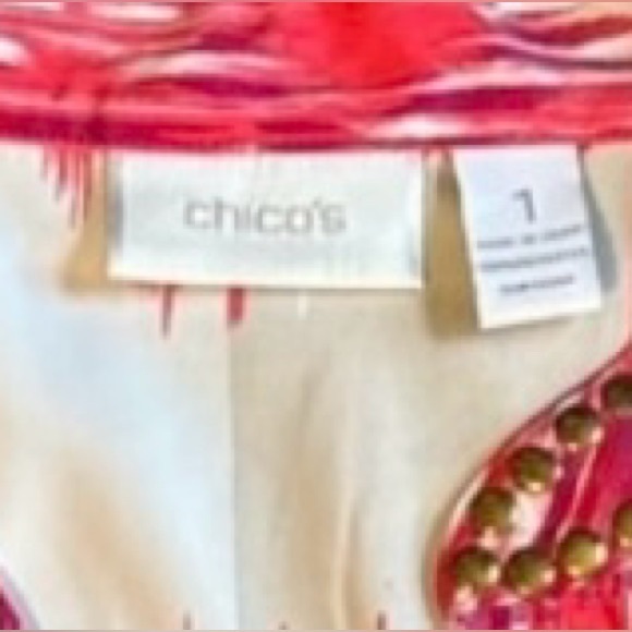 CHICO’S BEADED IKAT TUNIC WOMENS SIZE 1‎ - Picture 4 of 10